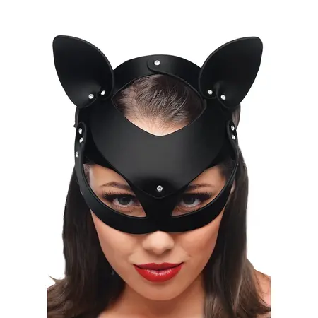 XR Brands Cat Tail Set intimnih dodataka - Crna kožna maska i čep sa repom