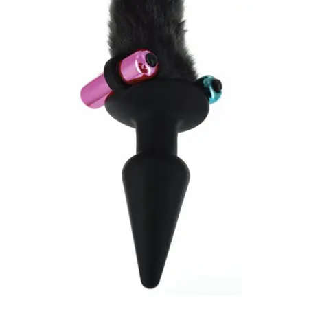 XR Brands Cat Tail Set intimnih dodataka - Crna kožna maska i čep sa repom