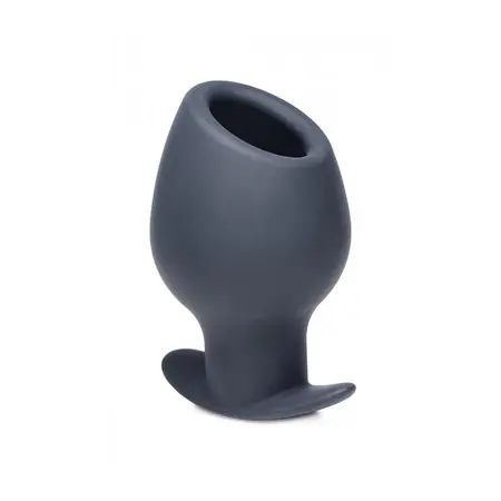 XR Brands Ass Goblet Silicone Hollow Plug Large - Ergonomic Black Model