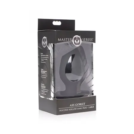 XR Brands Ass Goblet Silicone Hollow Plug Large - Ergonomic Black Model