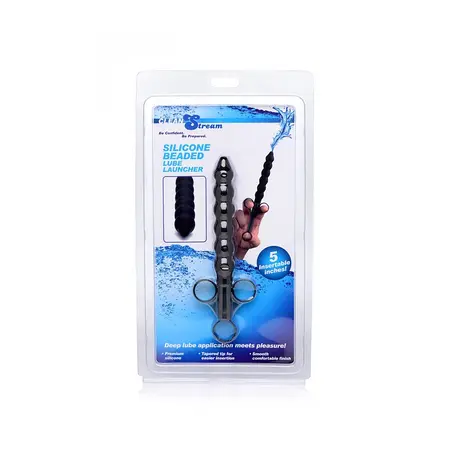 CleanStream XL Silikonski aplikator za lubrikant sa rebrastim vratom, Crni