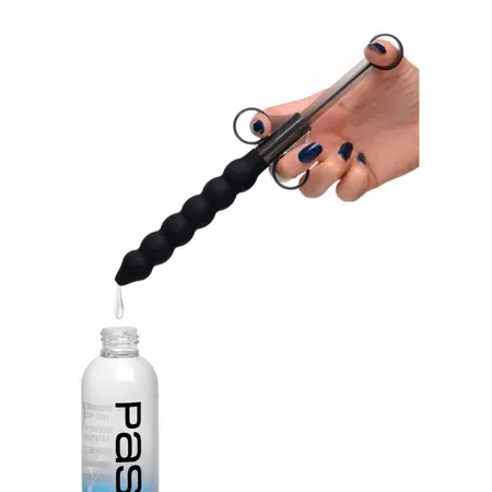 CleanStream XL Silikonski aplikator za lubrikant sa rebrastim vratom, Crni