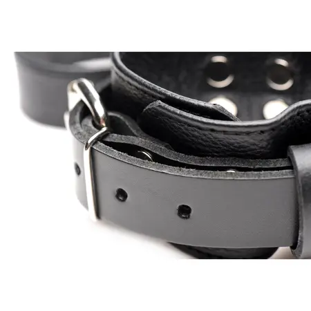 Master Series Leather Bed Restraint System - Adjustable Black Set