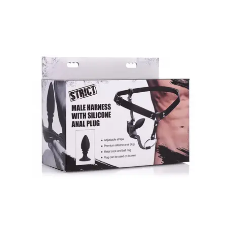 XR Brands Master Series Podesivi pojas sa silikonskim čepom Crni