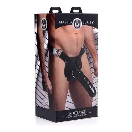 XR Brands Infiltrator Hollow Strap-On Adjustable Harness Black 848518026453