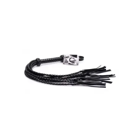 Master Series Pleteni flogger od PU koze Crni, duga drska 34 in