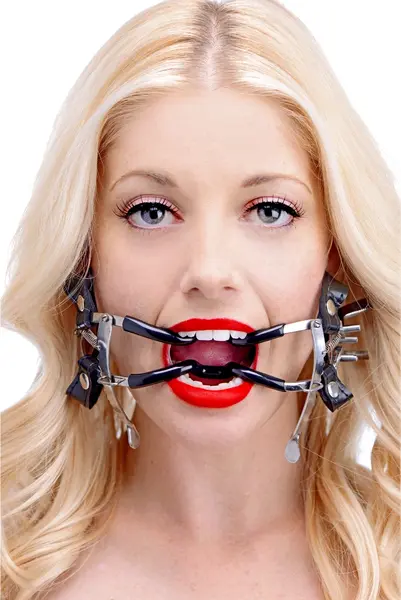 Master Series Ratchet Jennings Mouth Gag with Adjustable Strap, Black Coating
