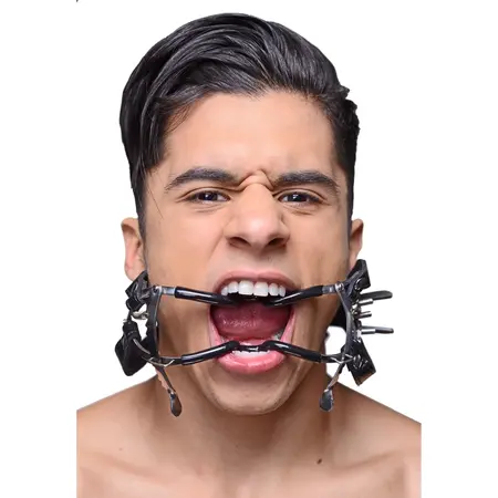 Master Series Ratchet Jennings Mouth Gag with Adjustable Strap, Black Coating