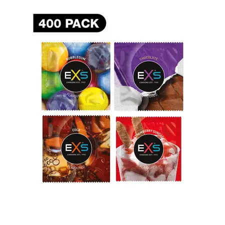 EXS Mixed Flavored Condoms 400 pcs - Chocolate, Strawberry, Cola, Bubblegum