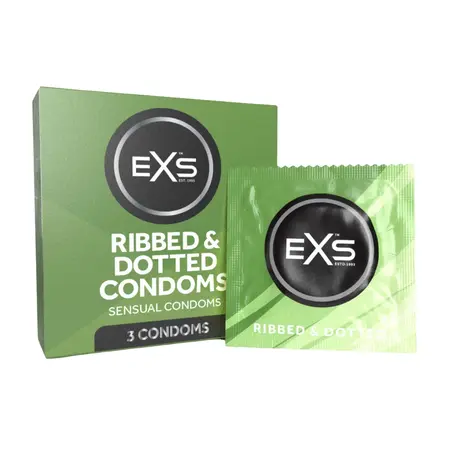 EXS Rebrasti i Tačkasti Kondomi 56mm 3-Pak Silikonski Podmazani