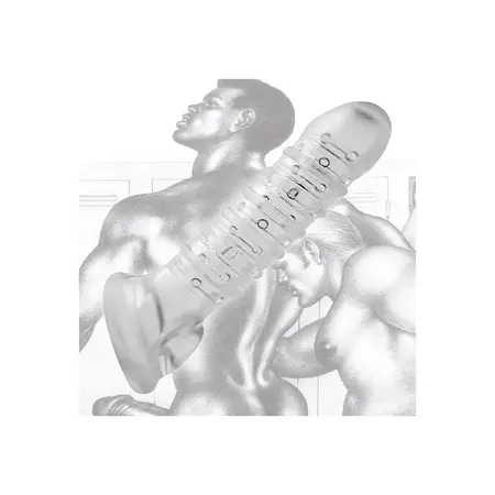 Tom of Finland teksturirani produžni rukav Silikon Crni 16cm