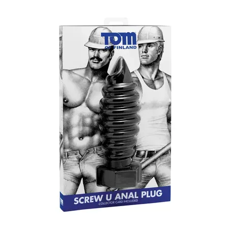 Tom of Finland Screw U Silicone Plug Large Black Collector Edition