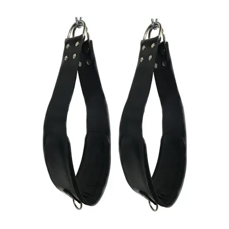 BDSM Kožne Potporne Petlje 60cm, Podstavljene, Podesive, Crne, Metalni D-Prstenovi