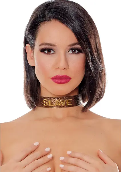 The Subjection Quilted Adjustable Collar with Gold Letter Accent