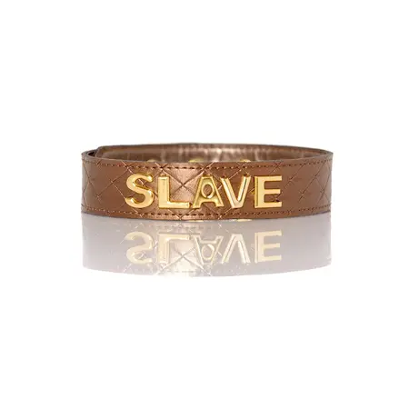 The Subjection Quilted Adjustable Collar with Gold Letter Accent