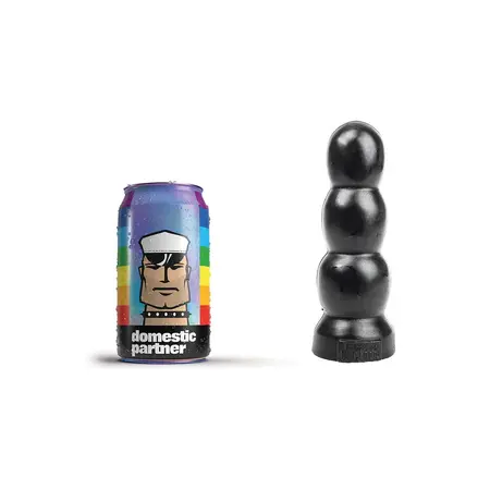 Domestic Partner Bubble Butt Bullet Black Anal Plug, Soft Rubber, 3-Step Shape