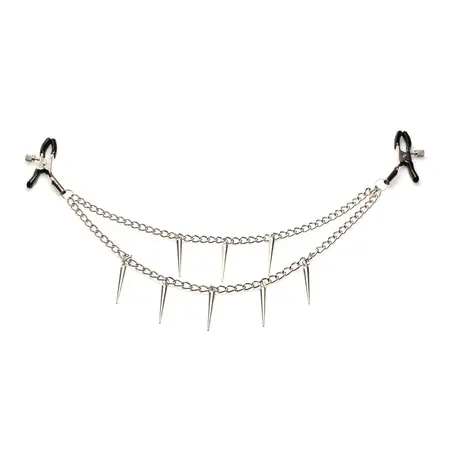 Daggers Adjustable Double Chain Nipple Clamps with Spiked Metal Chains