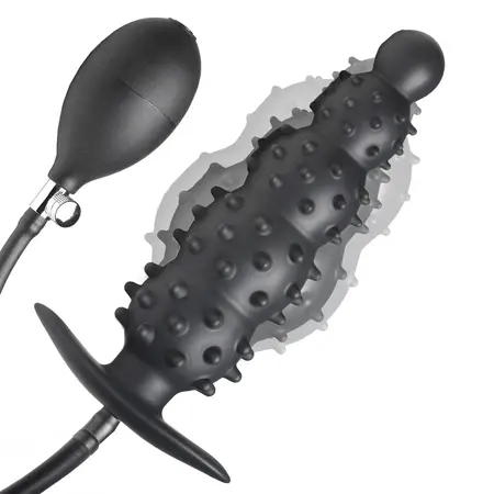 XR Brands Ass Puffer Nubbed Inflatable Silicone Plug Crni