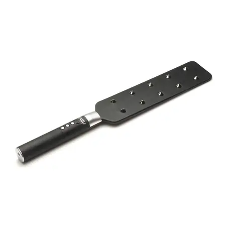 E-Stim Spiked Paddle Crni - Elektroprovodni Udarni Alat, PU Koža