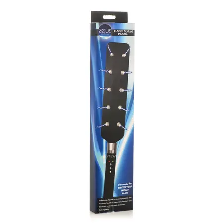 E-Stim Spiked Paddle Crni - Elektroprovodni Udarni Alat, PU Koža