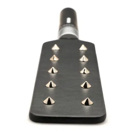 E-Stim Spiked Paddle Crni - Elektroprovodni Udarni Alat, PU Koža
