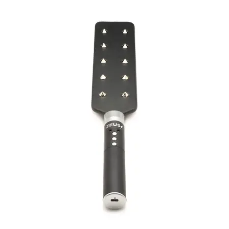 E-Stim Spiked Paddle Crni - Elektroprovodni Udarni Alat, PU Koža