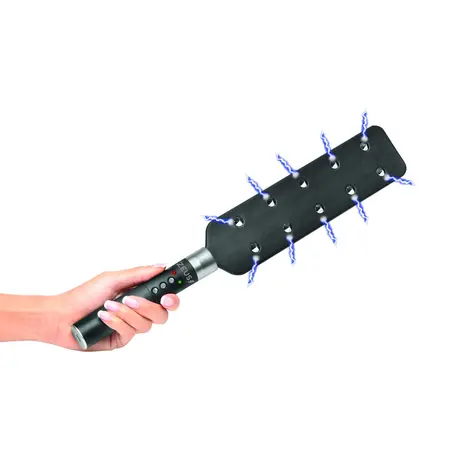 E-Stim Spiked Paddle Crni - Elektroprovodni Udarni Alat, PU Koža