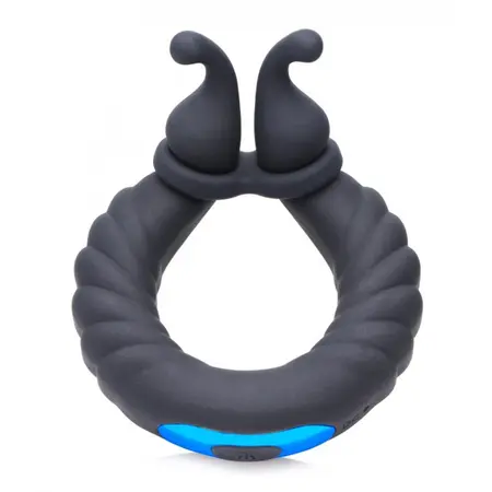 Cobra Dual Stimulation Silicone Ring with 10 Vibration Modes, Black