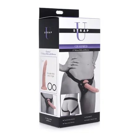 Charmed Silicone Intimate Set with Adjustable Harness 19cm Black