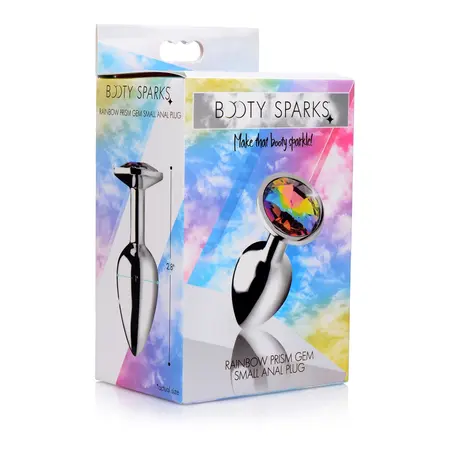 Rainbow Prism Small Aluminum Plug with Multicolor Gemstone Accent