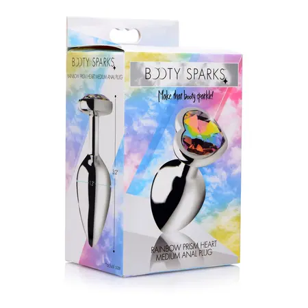 Rainbow Prism Heart Aluminum Plug Medium - Colorful Jewel Base