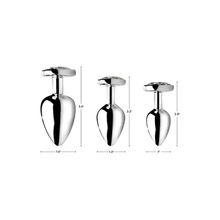 XR Brands Heart-Shaped Prism Anal Plug Large Rainbow Aluminum
