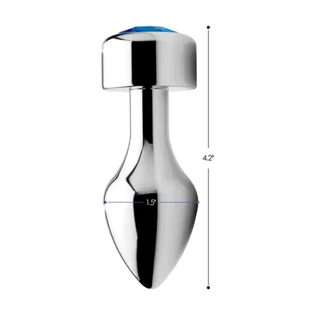 Satisfyer Weighted Base Aluminum Plug Large Blue Gemstone Finish