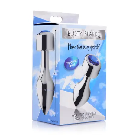 Satisfyer Weighted Base Aluminum Plug Large Blue Gemstone Finish