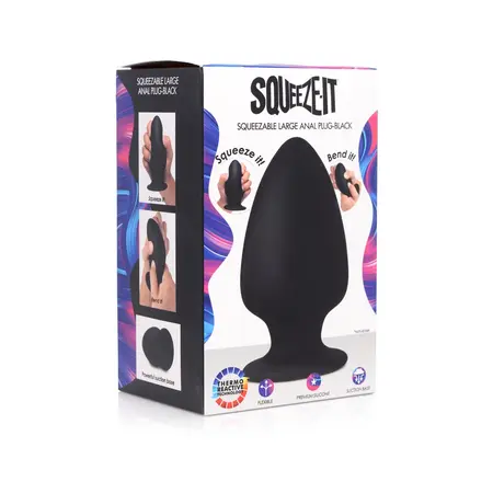 XR Brands Squeezable Plug Large - Flexible Silicone, Thermo-Reactive