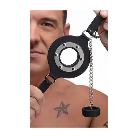 XR Brands Pie Hole Silicone Open Mouth Gag with Removable Plug Black