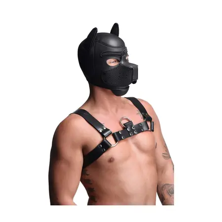XR Brands Spike Neoprene Puppy Mask Adjustable Black Cosplay Hood