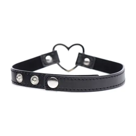 Dark Heart Chrome Heart Crna Veganska Kožna Podesiva Čokerica