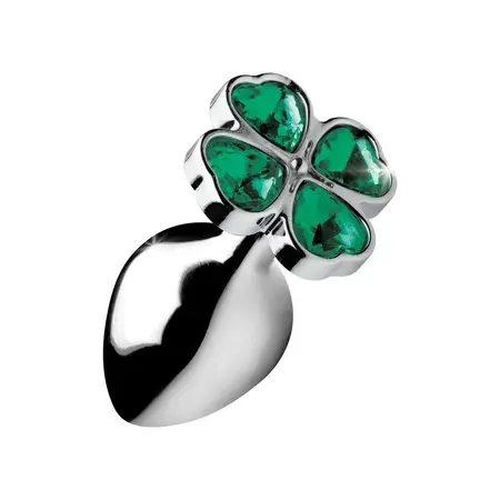 XR Brands Lucky Clover Metalni Intimni Čep Srednji Srebrni Dragulj