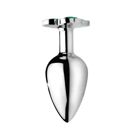 XR Brands Lucky Clover Metalni Intimni Čep Srednji Srebrni Dragulj