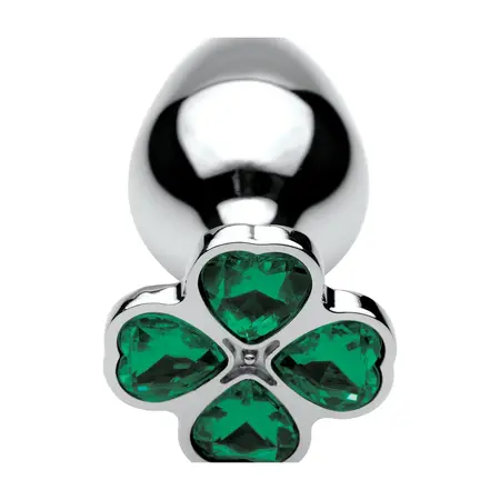 XR Brands Lucky Clover Metalni Intimni Čep Srednji Srebrni Dragulj