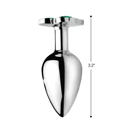 XR Brands Lucky Clover Metalni Intimni Čep Srednji Srebrni Dragulj