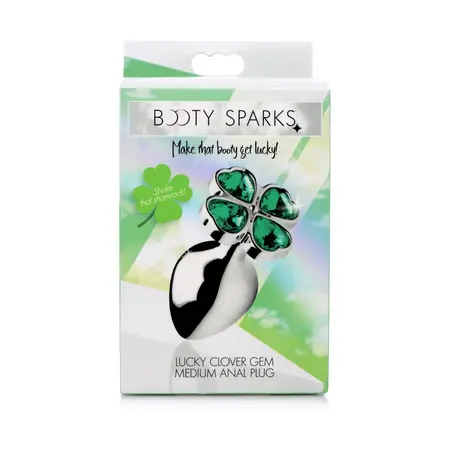 XR Brands Lucky Clover Metalni Intimni Čep Srednji Srebrni Dragulj