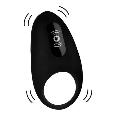 XR Brands Vibrating Ring with Remote Control, Black, Adjustable Silicone
