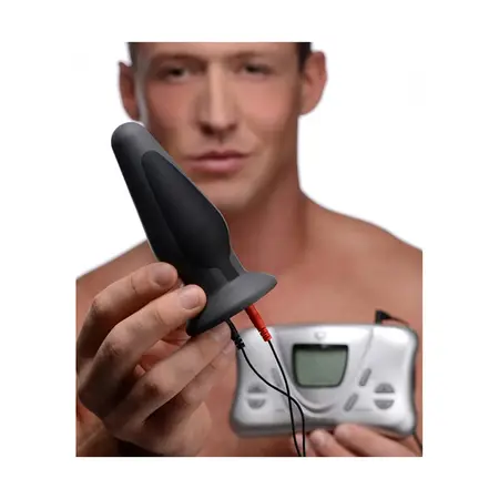 Zeus Estim Silicone Anal Plug Large - Electro-Stimulation, Black