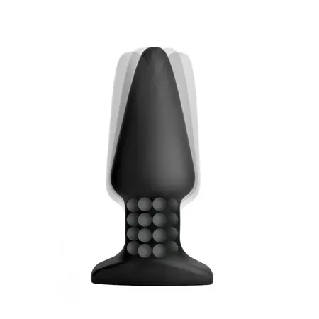 XR Brands Model R Intimni Čep sa Rotirajućim Perlicama, Crni, Silikon