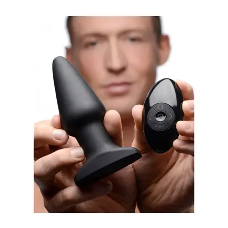 XR Brands Model R Intimni Čep sa Rotirajućim Perlicama, Crni, Silikon