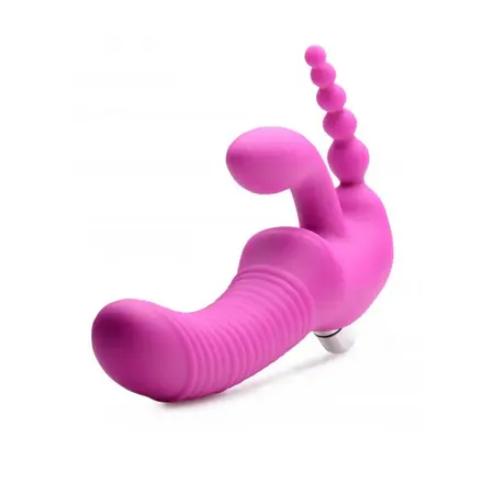 Regal Rider Trostruki Vibrantni Silikonski Intimni Sistem - Bez Pojasa, Crni