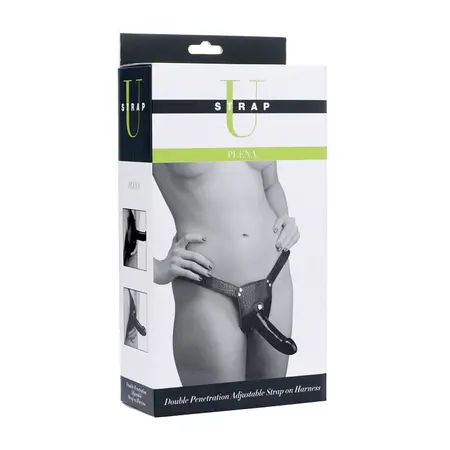Plena Adjustable Double-Sided Intimate Strap-On System, Black PVC