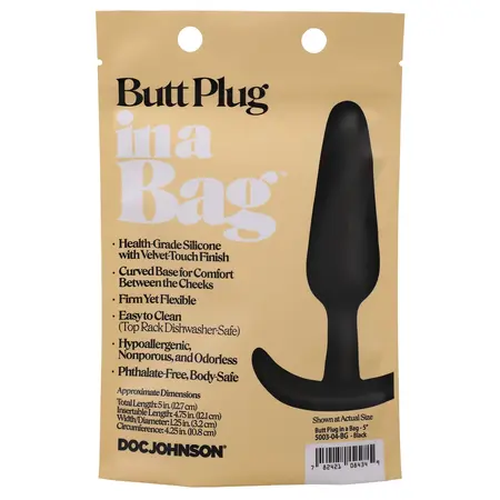 Doc Johnson Classic Glatki Suženi Čep 12 cm Crni - Ergonomski Oblik